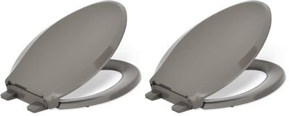 KOHLER 4636-RL-K4 Cachet ReadyLatch Elongated Toilet Seat Slow Close, Soft Close Toilet Seat Quiet Lid, Contoured Grip-Tight Bumpers Installation Hardware, Apartment Essentials, Cashmere (Pack of 2)