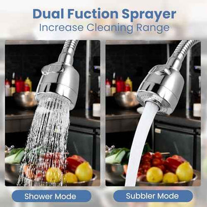 Airuida Chrome Polish Wall Mount Kitchen Sink Faucet 8 Inch Center Unility Faucet Wall Mounted Double Lever Handles Commercial Faucet with 360 Degree Rotation Sprayer Brass Valve Body Mixer Tap