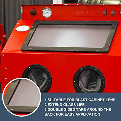 8 Pcs Abrasive Blasting Cabinet Lens Cover Polyester Film Sandblast Cabinet Inner Lens Protector Adhesive Standard Sand Blast Film for Sandblast Replacement, 23 x 11 Inch
