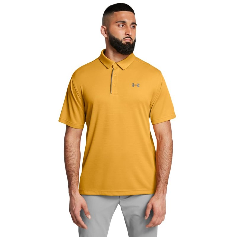 Under Armour Men's Tech Golf Polo, (711) Golden Yellow / / Pitch Gray, Small
