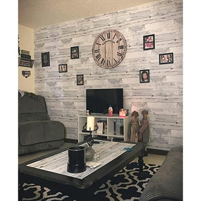 Distressed Wood Wallpaper Peel and Stick Wallpaper Self Adhesive Wall Paper for Home Wood Removable Wallpaper Grey/White Paper for Kitchen Nursery on Background Decorative 17.7''x118.1''