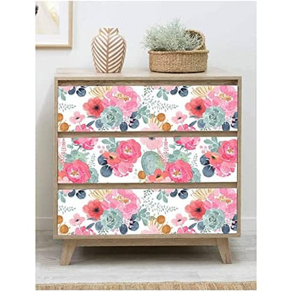 Peel and Stick Wallpaper Removable Floral Cactus Pink Navy Flower Vinyl Self Adhesive Prepasted Decorative for Girls Women Bedroom Cabinets Desk Countertops 17.7in x 9.8ft