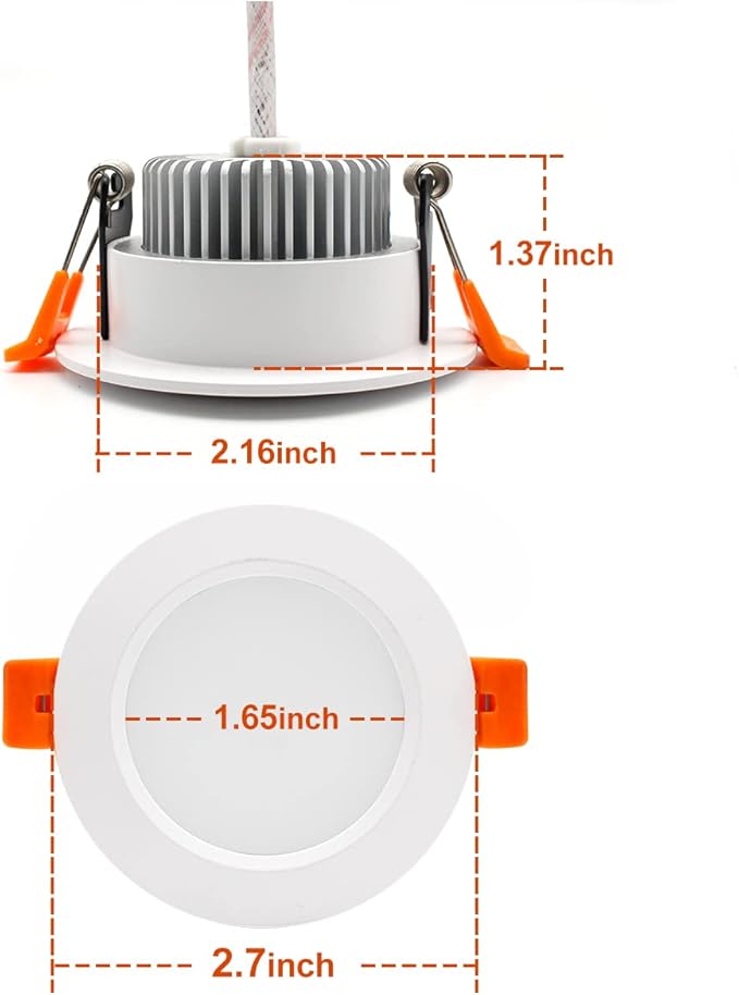 YGS-Tech 2 Inch LED Recessed Lighting, Dimmable Downlight 3W(35W Halogen Equivalent), CRI80, 2700K Ultra Warm White Ceiling Light with LED Driver (1 Pack)