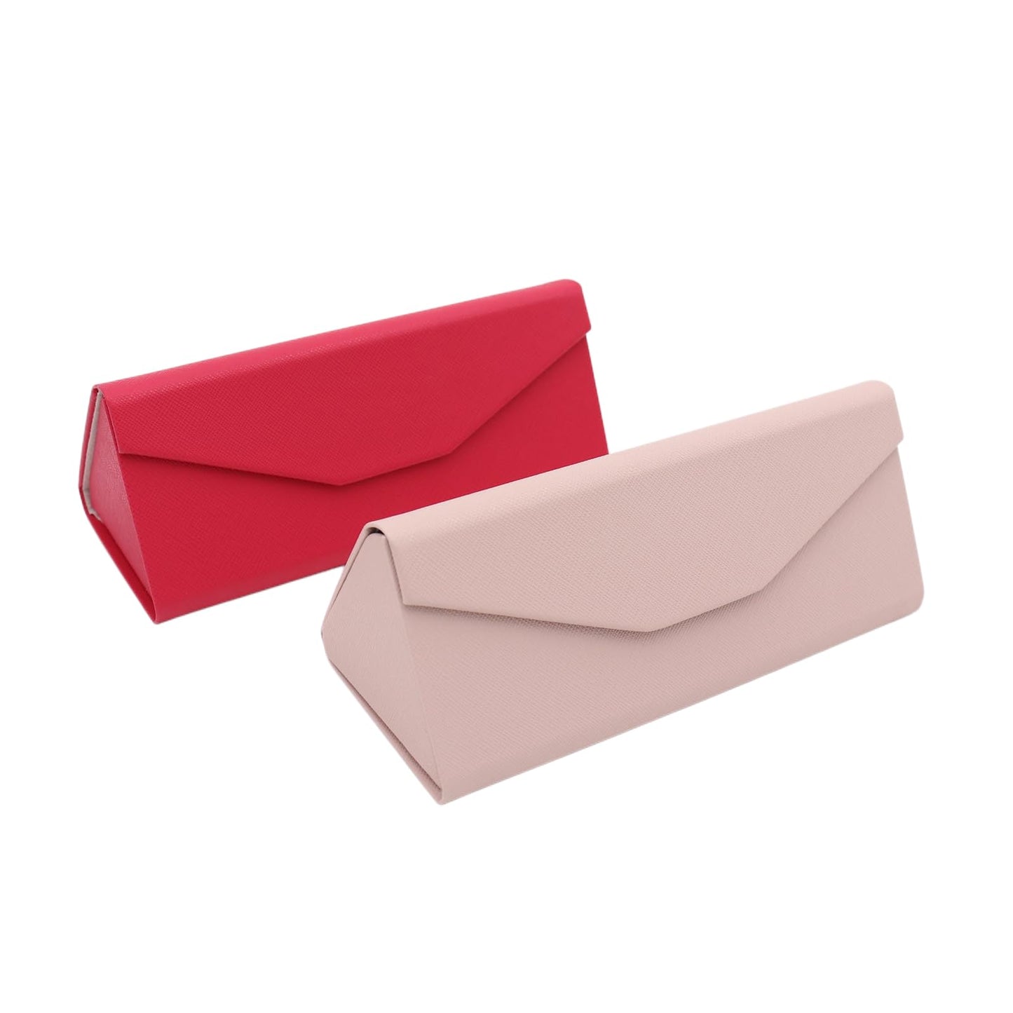 Real Sic Glasses Case for Men and Women - Magnetic Folding Hard Shell Sunglass Holder - Vegan Leather Eyeglass Protector, Variety of Styles Inspired by Solid Color - (Fuchsia & Beige)