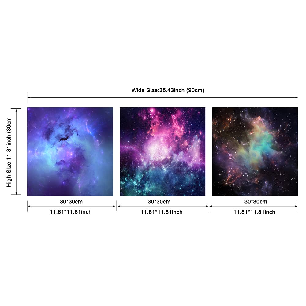 Pyradecor Fantastic Outer Space Canvas Prints Wall Art Blue Purple Nebula Galaxy Stars Pictures Canvas Artwork for Bedroom Home Office Decorations