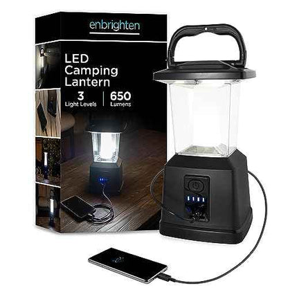 Enbrighten LED Camping Lantern, Battery Powered, Carabiner Handle, Hiking Gear, Emergency Light, Tent Light, Lantern Flashlight for Hurricane, Emergency, Survival Kits, Fishing, Home and More