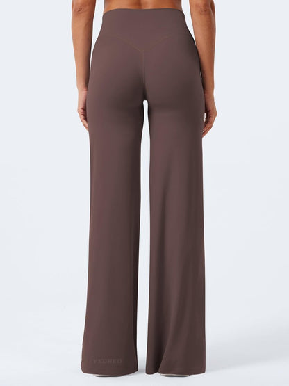 YEOREO Workout Leggings Womens No Front Seam Straight Leggings 35" High Waist Buttery Eddiy Gym Yoga Pants Plum Brown XL