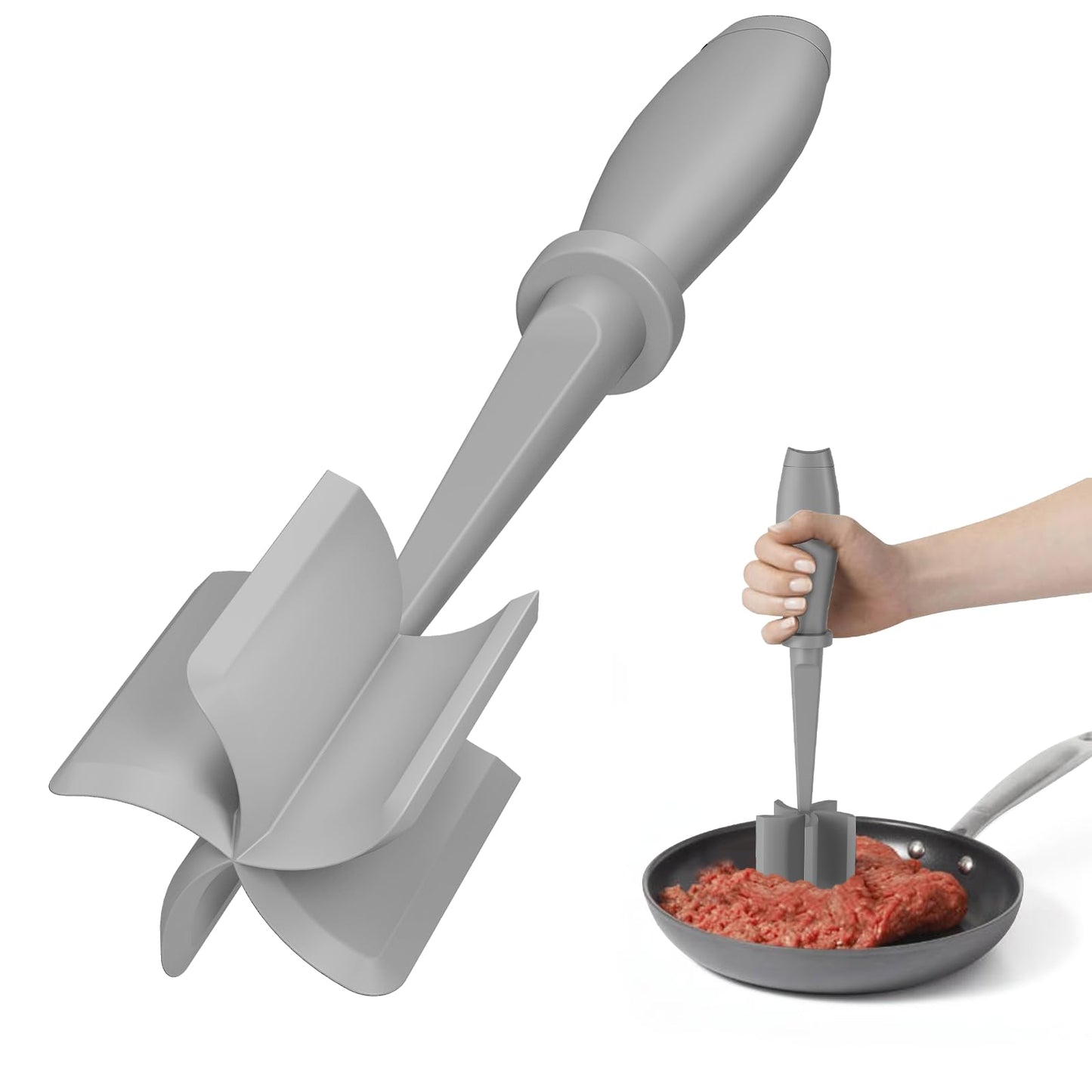 Meat Chopper, Hamburger Grinder, Premium Heat Resistant Smasher for Ground Beef, Burger Grinder Nylon Potato Mix Tool, Meat & Poultry Tenderizers-Black