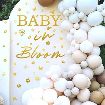 Baby in Bloom Party Decal Baby Shower Backdrop Decals Baby Welcome Sign Wall Stickers Gender Reveal Party Wall Decal for Balloon Arch First Birthday Party Decorations Wall Stickers