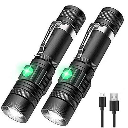 Hoxida LED Tactical Flashlight Rechargeable, IPX6 Waterproof Flashlight, 2000lm, Super Bright LED, Zoomable, Pocket-Size Small LED Flashlight for Hiking, Camping, Emergency