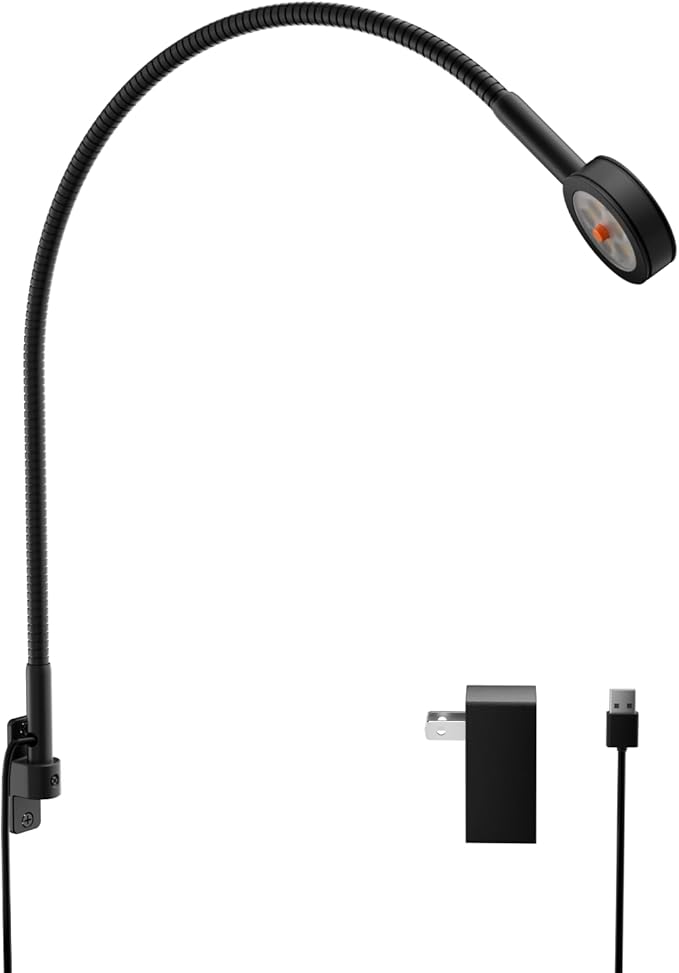 acegoo Minimalist Bedside LED Reading Light, Wall/Wooden Headboard Mounted Flexible Gooseneck Book Light, Rotatable Lamp Head & Convenient Light Head Switch, CRI 90+ 4000K, Powered by USB