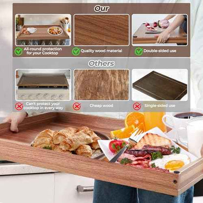 Wolki Noodle Board Stove Covers - 30"L x 22"W x 2.5"Th Heavy-Duty Gas & Electric Stove Top Cover with Built-in Handles for RV and Wooden Serving Tray