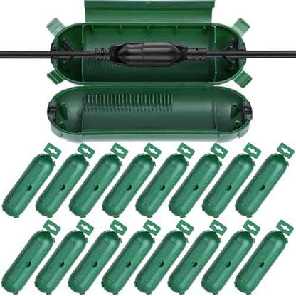 16 Pack Outdoor Extension Cord Safety Cover, IP44 Waterproof,Adjustable Compartment, Safety Housing Case, Electrical Connection Box for Power Tools, Holiday Decorative Lights, Plugs, Sockets, Green