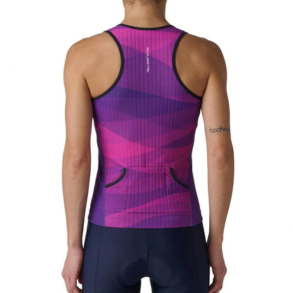 MY KILOMETRE Womens Triathlon Top Tri Singlet Racerback Performance Triathlon Top with Back Pockets, No Shelf Bra