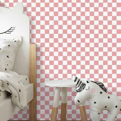 Amiya Checkered Wallpaper Peel and Stick Pink Mosaic Checkerboard Contact Paper 17.3¡±X120¡±Modern Self Adhesive Vinyl Removable Wall Paper for Shelf Liner,Classroom,Cabinets,Living Room