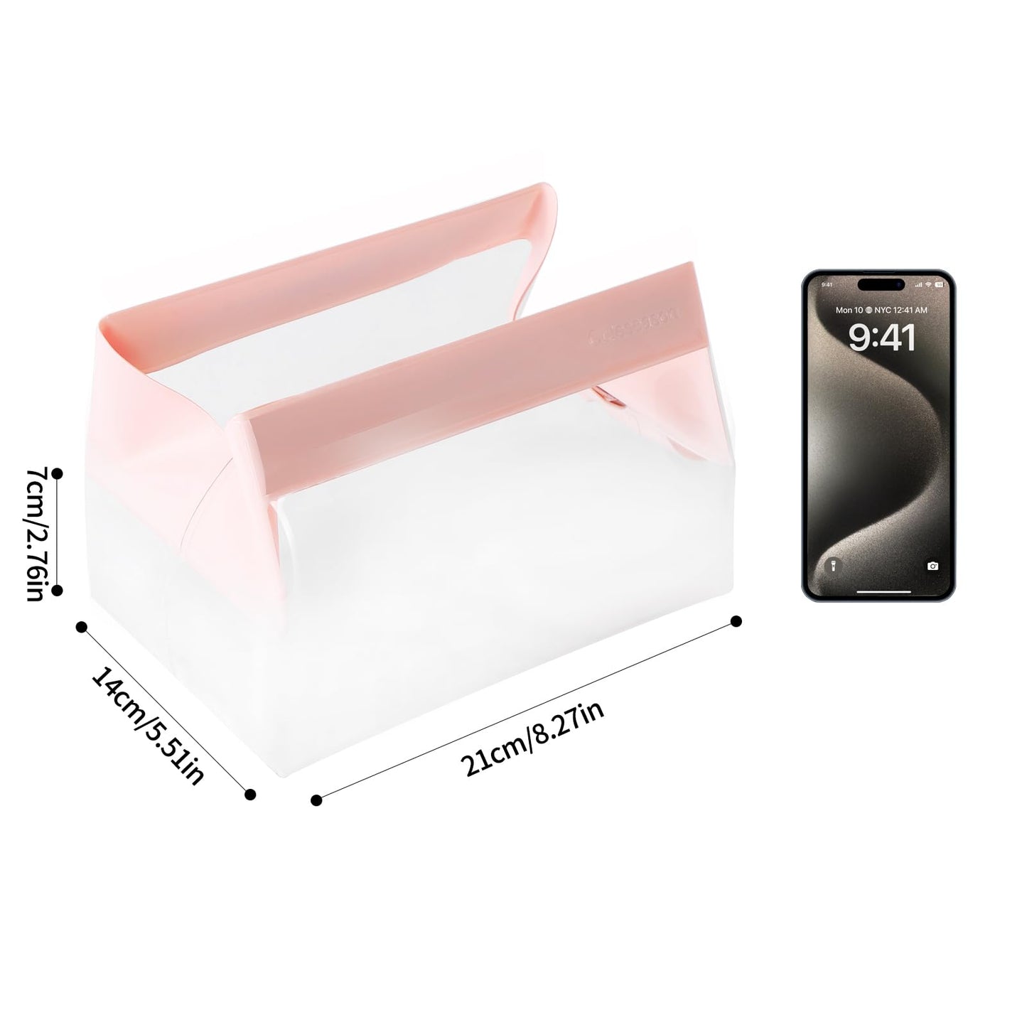 Clear Toiletry Bag with Magnetic Closure, 0.7mm Thick Structured TPU Travel Organizer, Transparent Cosmetic Bag for Toiletries, Makeup and Daily Essentials with Modern Color Trim(Pink Trim)