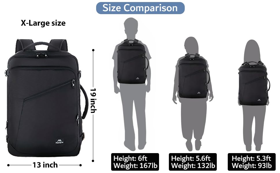 MATEIN Carry on Backpack, Extra Large Travel Backpack Expandable Airplane Approved Weekender Bag for Men and Women, Water Resistant Lightweight Daypack for Flight 40L, Black