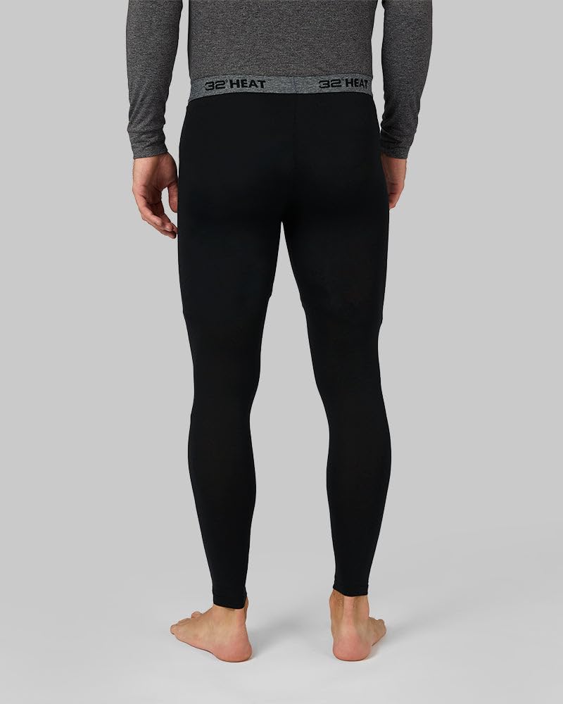 32 Degrees Heat Men's Lightweight Base Layer Legging | 4-Way Stretch | Thermal| Form Fitting|Black, Medium