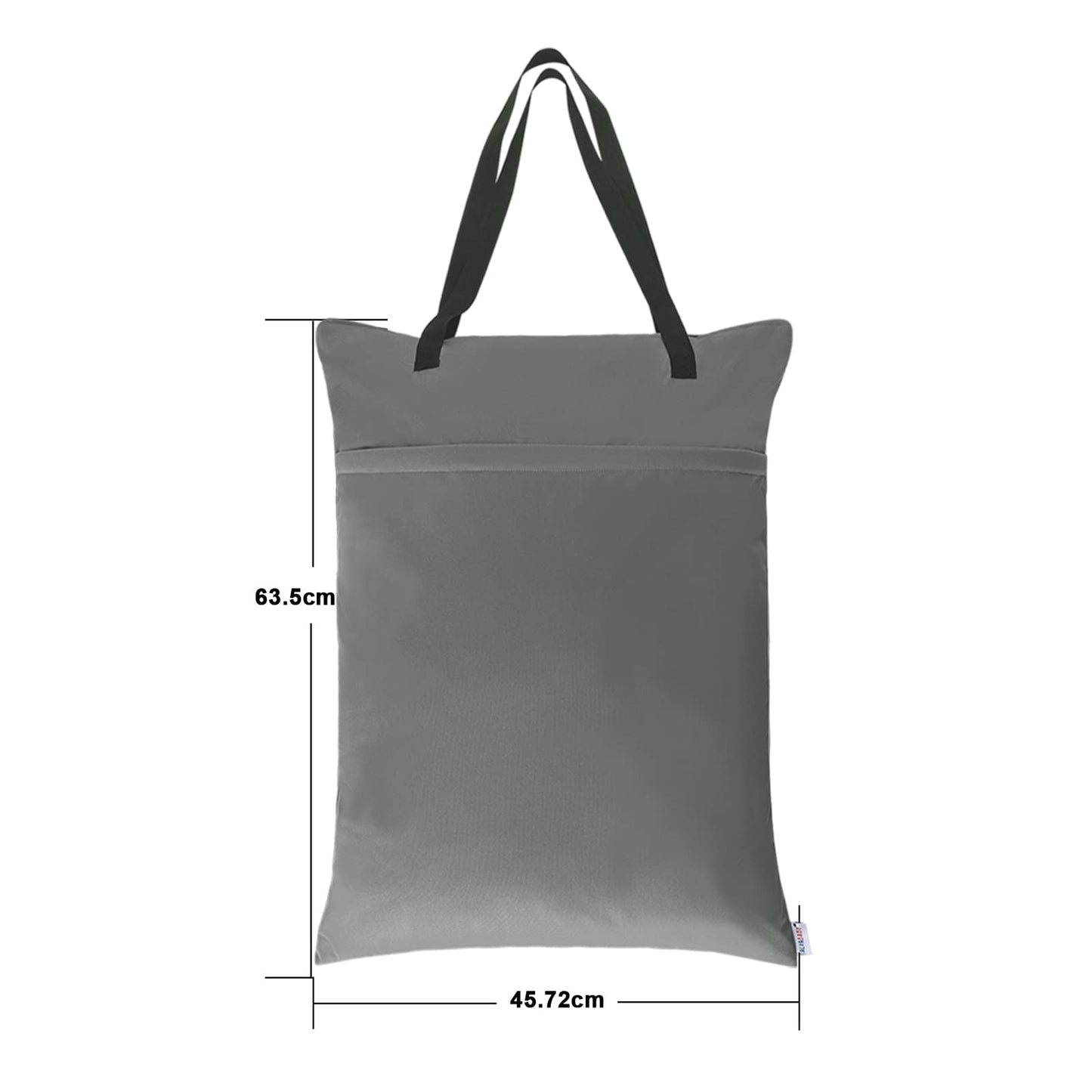 ALVABABY 2 Pack Large Wet Dry Bag Waterproof Hanging Cloth Diaper with Double Zippered Pockets 25x18 inches (Black and grey)