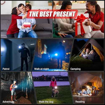 LED Flashlight High Lumens, 6000 Lumens Rechargeable Flashlight, Battery Powered Flashlight, Adjustable Powerful Flash Light with 5 Modes, Waterproof Handheld Flashlight for Home