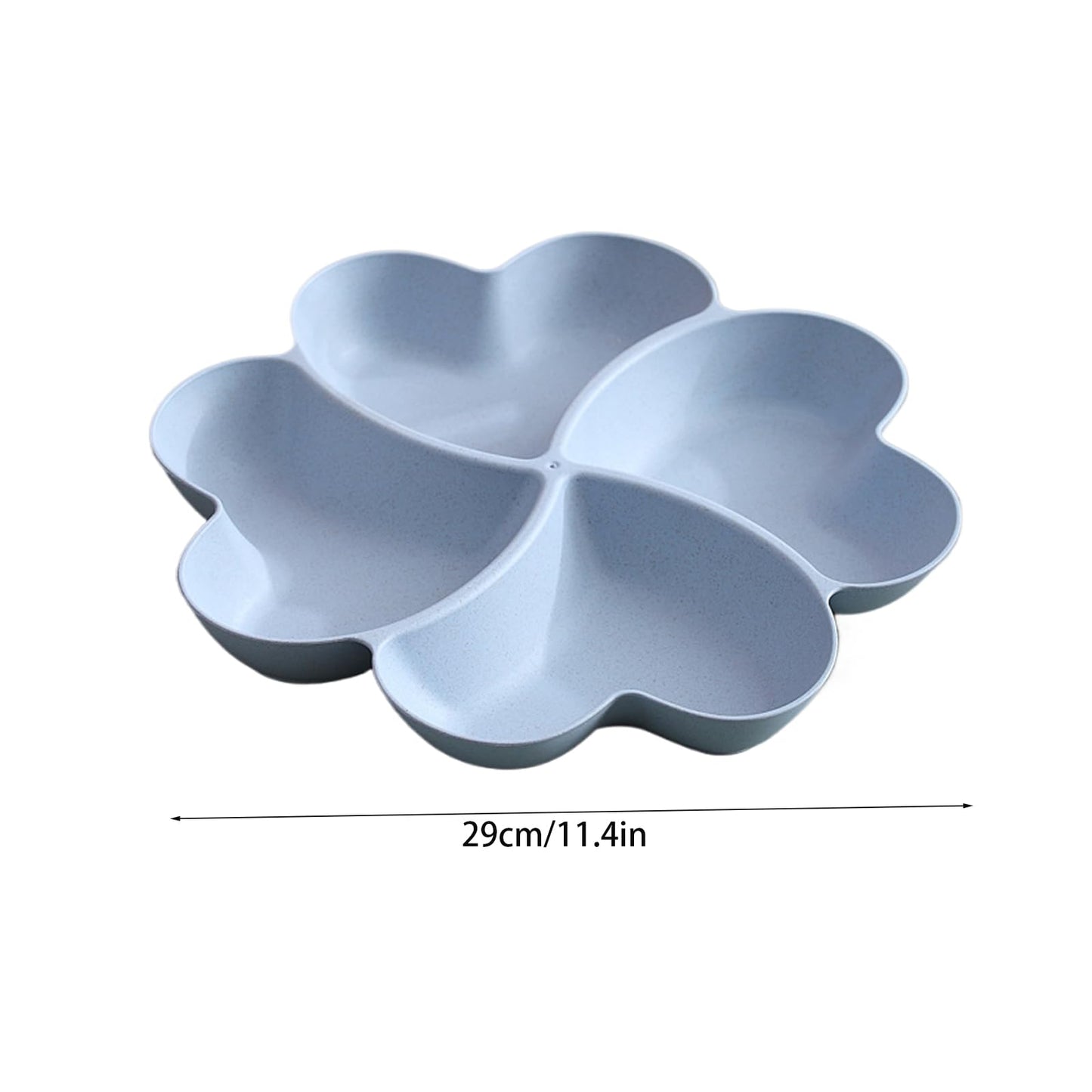 INCAUCA Divided Serving Tray, Appetizer Sectioned Platter, Dessert Serving Dish, Reusable Plastic Snack Plates, Round Relish Tray, 4 Compartment for Chips and Dip Veggies Candy Nut Fruit (Blue)