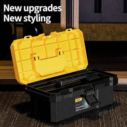 DELI Plastic Tool Box with Handle, 20 inch Tool Case with Double Locking and Removable Tray, Toolbox Organization