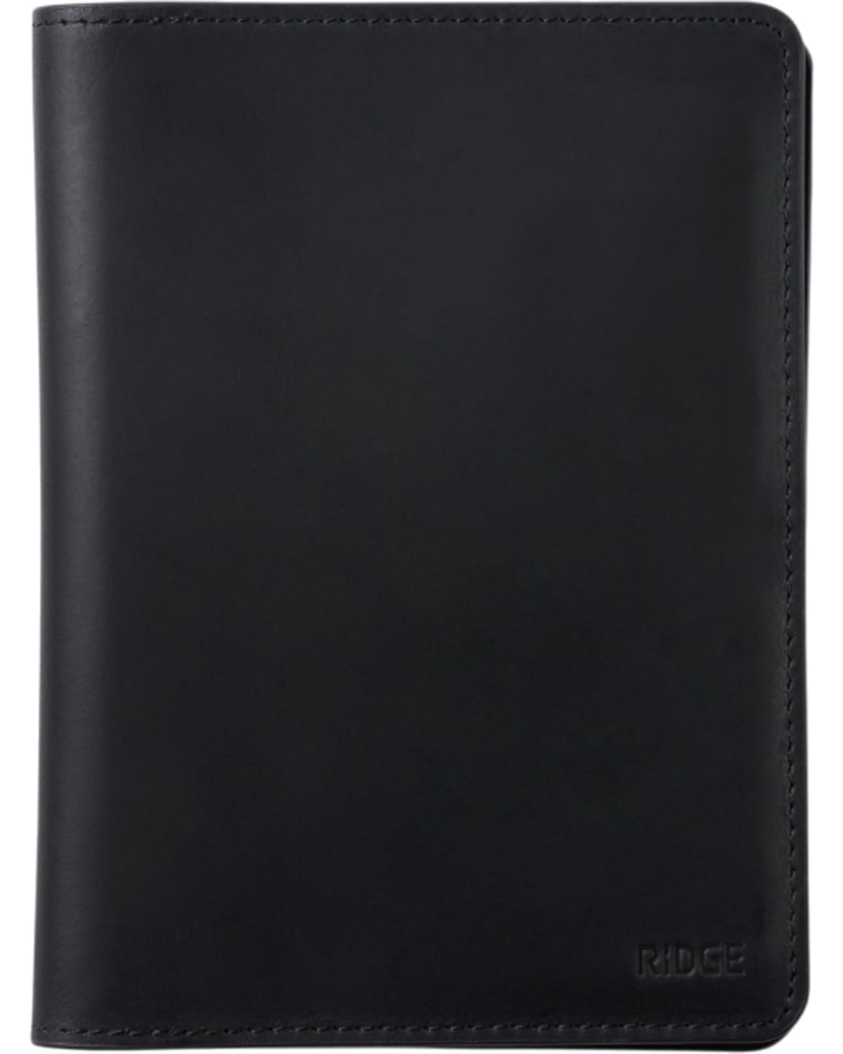 Ridge Passport Holder - Leather Travel Wallet, RFID Protection, Holds Passport, 6 Credit Cards, Folded Cash, And a Boarding Pass (Midnight Black)