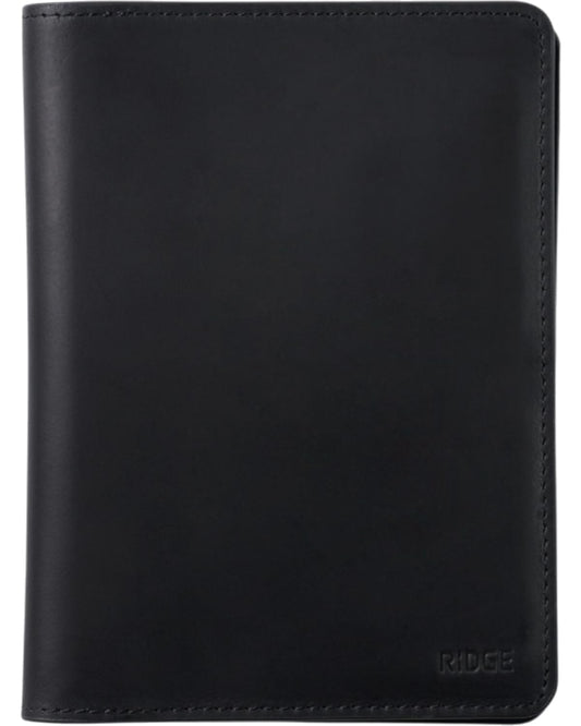 Ridge Passport Holder - Leather Travel Wallet, RFID Protection, Holds Passport, 6 Credit Cards, Folded Cash, And a Boarding Pass (Midnight Black)