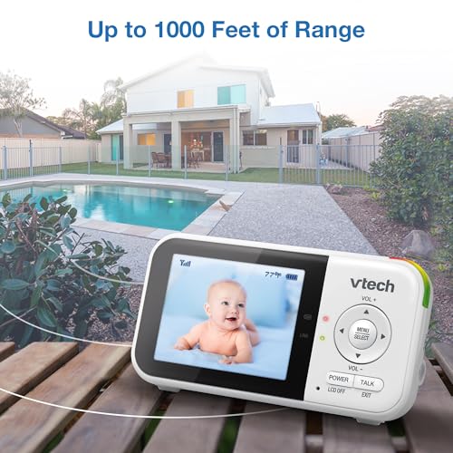VTech VM819 Baby Monitor with Camera and Audio, 2.8” Screen Portable Baby Camera, Night Vision, 2-Way Audio, Temperature Sensor and Lullabies, Secure Transmission No WiFi, Ideal for Baby/Elderly/Pet