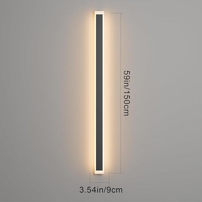 Tipace Modern LED Outdoor Sconce 59IN 30W Black Exterior Wall Light Fixture Long Outdoor Wall-Mounted Lamp Fixture with Frosted Acrylic for Patio,Porch,Courtyard (3000K)