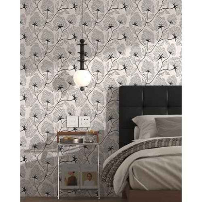 Peel and Stick Wallpaper Boho Contact Paper 17.3¡±x78.8¡± Black and Beige Modern Wallpaper Self Adhesive Removable Floral Wall Paper for Bathroom Art Decoration Wallpapers Bedroom Kitchen Vinyl