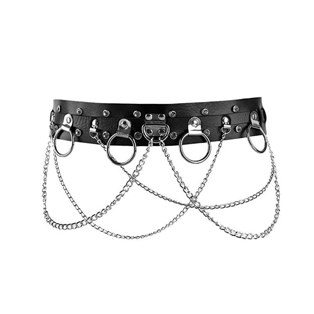 Sexy Leather Gothic Punk Waist Belt Women's Body Chain Belt Adjustable