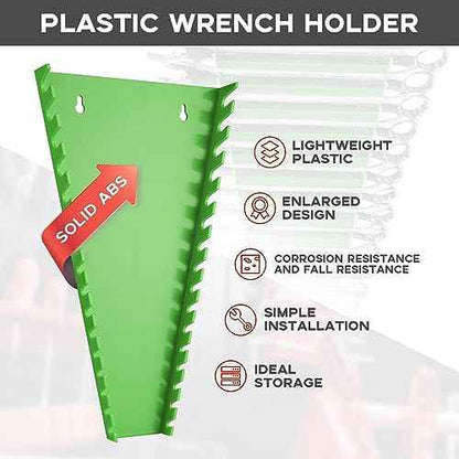 Plastic Wrench Organizer, Premium High-density Wrench Holder, Large Wrench Racks for Wall and Tool Box, 96 Slots Fit SAE& Metric Wrench Tray(6Green)