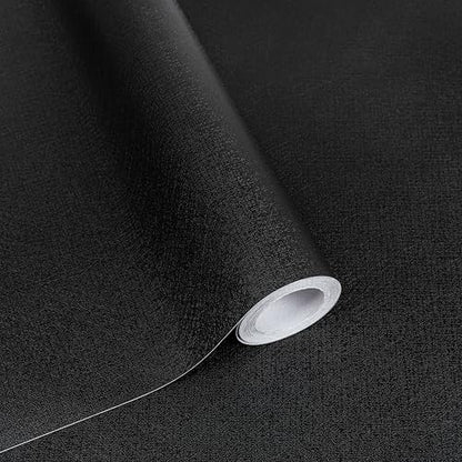 Abyssaly Black Wallpaper Black Peel and Stick Wallpaper, Matte Contact Paper Self-Adhesive and Removable Vinyl Wall Paper for Cabinets Countertops Wall Covering 17.7" X 118"
