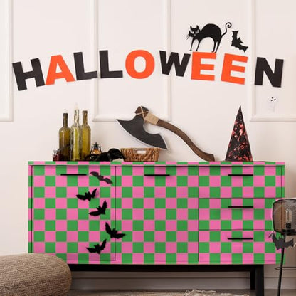Pink Green Checkered Peel and Stick Wallpaper 70s Retro Funky Checkered Contact Paper Geometric Waterproof Wallpaper Neutral Checkerboard Decor for Bathroom Cabinet(9.8' x 15.75'')