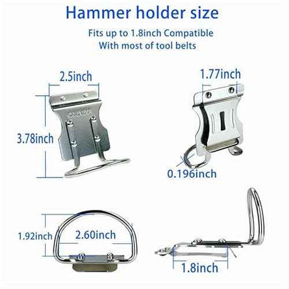 Hammer Holder for Tool Belt, Claw Hammer Holster, QULNEXA Hammer Loop, on for Occidental Leather Electrician Pouch Belt Large Hammer Clip