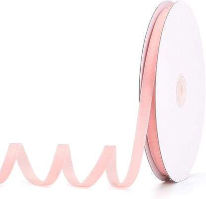 Light Pink Velvet Ribbon 3/8" x 20Yd,Great for Gift Wrapping,Hair Bows Making, Wreaths,Wedding and Christmas Party Decoration(Light Pink 3/8")