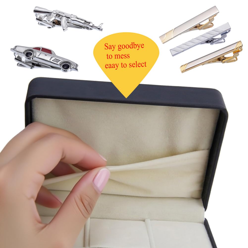 Salutto PU Box Cufflinks Tie Clip Brooch Lapel Storage Case Box Boutique Black