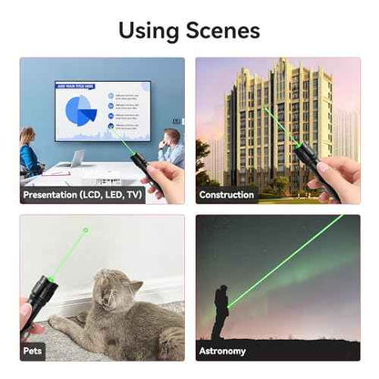 [2 Packs] Rechargeable Green Laser Pointer High Power Green Beam Light Long Distance Range for TV/LED/LCD Screens Tactical Flashlights Presentation Office/Outdoors/Astronomic/Construction [005]