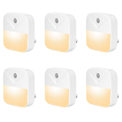 6 Pack Night Light Plug in, Warm White LED Nightlights with Smart Dusk to Dawn Sensor, Plug into Wall Nightlights Suitable for Bedroom, Bathroom, Hallway, Kitchen, Stairs, Kids, Adults, Kids Room