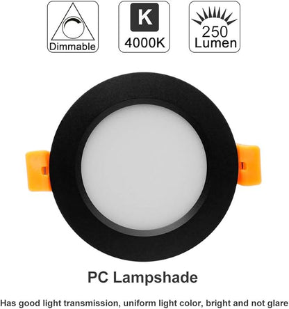 YGS-Tech 2 Inch LED Recessed Lighting, Dimmable Downlight 3W(35W Halogen Equivalent), CRI80, 4000K Natural White Ceiling Light with LED Driver(4 Pack)