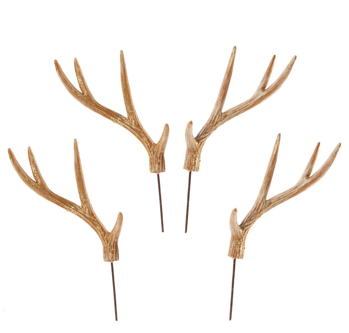 4 Faux Deer Antler Picks – Rustic Woodland Reindeer Decor for Holidays