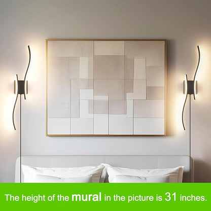 Modern Plug in Wall Sconce Set of 2, Black Dimmable LED Wall Light with Remote Control, 3CCT Adjustable & Memory Function, Timer, Plug in Cord Wall Lamp for TV Wall Living Room Hallway Bedroom