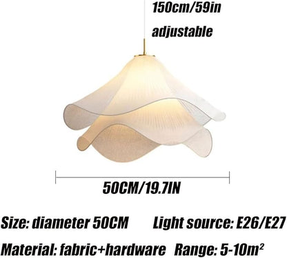 Modern Simple Hanging Lamp Cream Petal Fabric Chandelier Decoration Warm Romantic E26 Pendant Light For Indoor Living Dining Room Bedroom Home Pendant Lamp Kitchen Island Restaurant Cafe Light