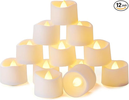Homemory Timer Tea Lights Candles Battery Operated, 6H Timer Built-in, Auto On Daily, Flameless LED Tealight Votives for Table Centerpieces, Lantern, Holiday Decor, Warm Lamp, No Remote, 12-Pack