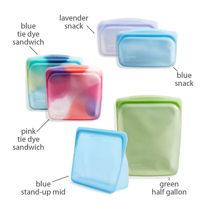 Stasher Premium Silicone Reusable Food Storage Bags, 4-Pack, Endangered Seas, Multi-Use Food Storage Bags, Lunch Bag, Travel Containers, BPA Free, Leak-free, Dishwasher-Safe, Eco-friendly