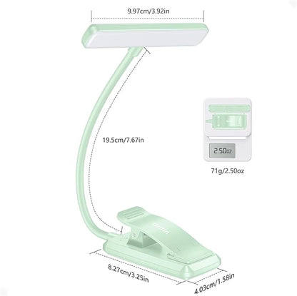 Gritin 19 LED Rechargeable Book Light for Reading in Bed with Memory Function- Eye Caring 3 Color Temperatures,Stepless Dimming Brightness,80 Hrs Runtime Clip on Light for Book Lovers-Cyan