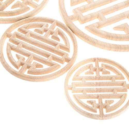 MUXSAM 2-Pack Wooden Carved Round Appliques Onlay, 3.94-Inch Dia Unpainted Wood Carving Craft Decals for Home Door Cabinet Furniture Cupboard Dresser Bed Wall Wardrobe Decor