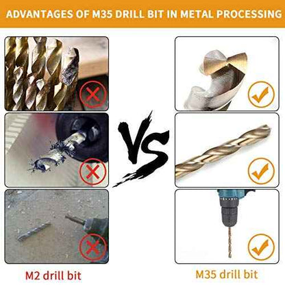 5/32 Inch Cobalt Drill Bit Set, M35 Jobber Length Twist Drill Bits,Suitable for Drilling in Hard Metal, Stainless Steel, Cast Iron,10 Pieces