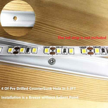 Matte White 20-Pack 3.28FT Pre-Drilled Clip Free LED Strip U Channel Diffuser, Tight and Flush Mounted Under Cabinet Tape Track Aluminum Low Profile with UV Resistance Milky Cover (20)